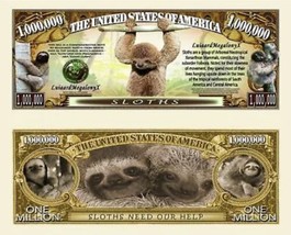 Sloths Funny Money 50 Pack Collectible Novelty Print 1 Million Dollar Bills - £13.81 GBP