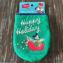 Disney Christmas Holiday Silicone Mini Oven Mitt Green Mickey Mouse Sled New - £11.79 GBP