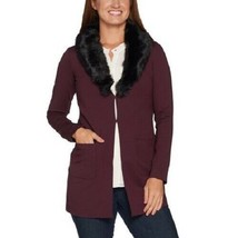 Kelly by Clinton Kelly Ponte Jacket w Removable Faux Fur Collar Burgundy XS - £12.84 GBP