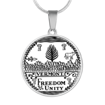 Vermont State Seal Necklace Circle Pendant Stainless Steel or 18k Gold 1... - £28.34 GBP+