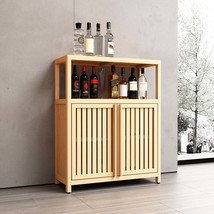 Bamboo Storage Cabinet: Large Capacity Furniture with Shelves - $110.99