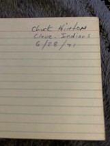 CHUCK HINTON SIGNED INDEX CARD ~ BASEBALL AUTOGRAPH ~ - £3.92 GBP