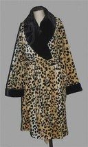 Nicole Miller Leopard Cheetah Black Trim Plush Super Soft Robe Wm&#39;s NWT $58 - £38.36 GBP