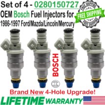 Genuine NEW 4Pcs Bosch 4-Hole Upgrade Fuel Injectors for 1987 Ford F-150 4.9L I6 - £179.41 GBP