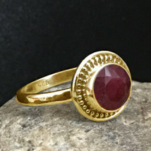 925 Sterling Silver Ruby Gemstone Sz 2-14 Gold/Rose Gold Plated Ring RSV-1098 - £19.07 GBP+