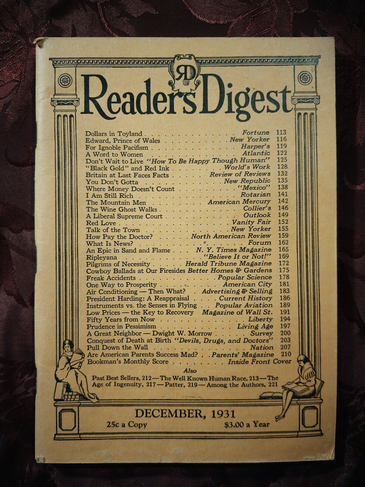 Primary image for Readers Digest December 1931 Albert Jay Nock H G Wells Robert Ripley R L Duffus