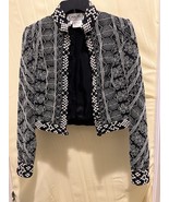 Carlisle Womens Black Geometric Print Cropped Jacket Lined Zip Blazer Si... - $28.05