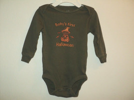 Baby&#39;s First Halloween Top One-Piece Size 6 Month Olive Green Unisex Boy... - $10.19
