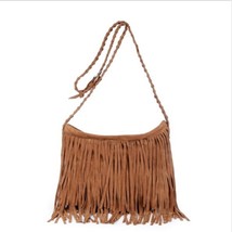 Women&#39;s Tassle Fringed Faux Suede Messenger Crossbody Bag Women Handbag Large Ca - £24.18 GBP