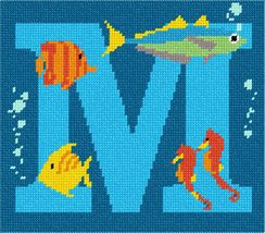 Pepita Needlepoint kit: Letter M Under The Sea, 8&quot; x 7&quot; - $50.00+