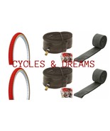 2- TWO Comp III ( 143)  BMX TIRE 24 X 1.75 RED/GUM &amp; TWO TUBES &amp; TWO RIM... - £44.39 GBP