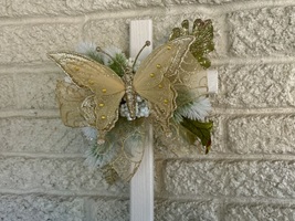 Christmas Cemetery Cross: Gold Butterfly Cross grave flowers, Christmas ... - $26.00