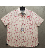 Blue Hawaii Summer Shirt Men&#39;s Large Multicolor Flamingos Print Swinging... - $33.46 CAD