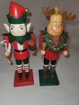 2008 Limited Edition Reindeer  Bellringer &amp; Elf Wooden Nutcracker 7 1/2&quot; Tall - £31.65 GBP