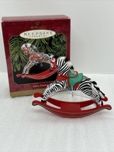 1999 Zebra Fantasy Hallmark Keepsake Ornament Original Box Rocking Horse - £5.38 GBP