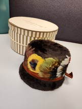 Vintage Selene Coralie Ladies Hat Faux Fur Feathers Armstrong&#39;s Cedar Rapids - £38.91 GBP