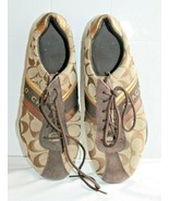 Coach Women’s Jayme Khaki Gold Signature Canvas Suede Brown Monogram Sho... - $26.66 CAD