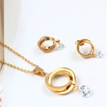 OUFEI Stainless Steel Fashio Bridal Jewelry Sets Jewellery Women Jewelry Set Dub - £9.26 GBP
