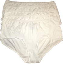 Comfort Choice 5 Pair White Stretch Cotton Brief Panties Plus Size 36W-38W - £11.74 GBP