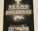 2001 Texas Longhorns Vs Arkansas Razorbacks Tv Guide Print Ad Cotton Bow... - £4.63 GBP