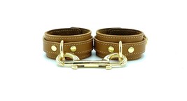 BDSM Handcuffs &quot;Tango&quot;, Light Brown Leather Cuffs for Submissive, Bondag... - £74.20 GBP
