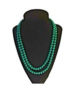 Teal Blue Faux Necklace 8mm Pearls Double Strand 19&quot; Handmade - £25.66 GBP
