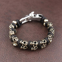 Mens Vintage Skull Handmade Paracord Bracelet  Punk Style - $24.95+