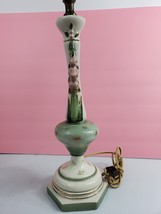 Pair of Lamps Painted Floral Crooked Lamps Repaired Lamp Piece - £32.07 GBP