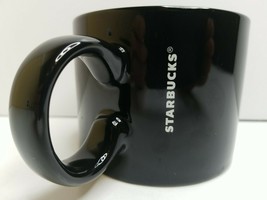 Starbucks 2017 Flat Glossy Black White Etched Logo Large Ring Handle 12 Oz Mug - £28.08 GBP