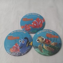 Finding Nemo 3&quot; Button Pin Pinback Badge Squirt Promotion Disney Pixar Lot of 3 - £17.74 GBP