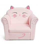 Kids Upholstered Cat Armrest Couch Sofa with Linen Fabric - Color: Pink - $128.07 CAD