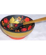 Russian wood bowl with  tea spoon Khokhloma  - $285.10 MXN