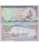 Maldives P18e, 5 Rufiyaa, dhow / fishing boats, 2000, UNC, see UV &amp; w/m ... - $2.11
