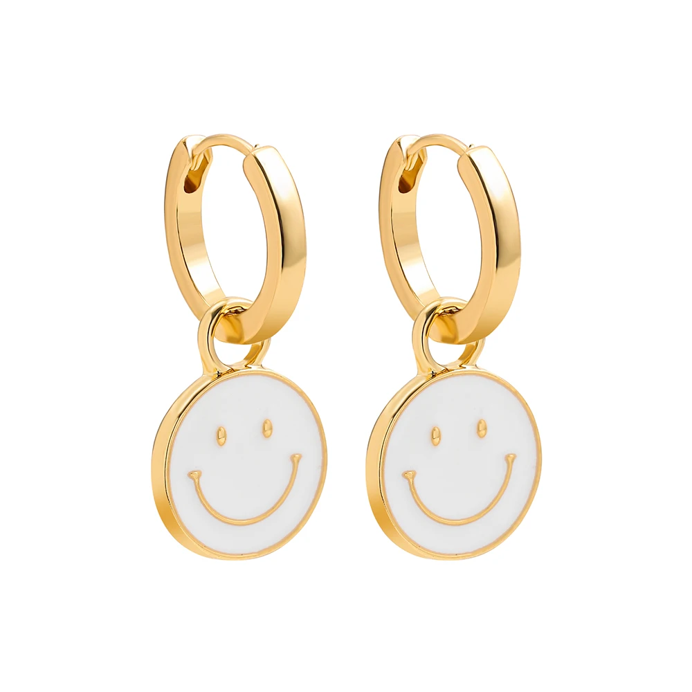 Gold Color Huggies with Cloud Rainbow Enamel Pendant Earring for Women Small Sta - £11.07 GBP