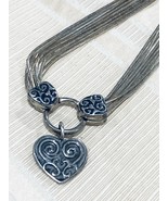 Vintage Shube Dakota West sterling silver 8 strand heart necklace 18”-21” - €107,81 EUR