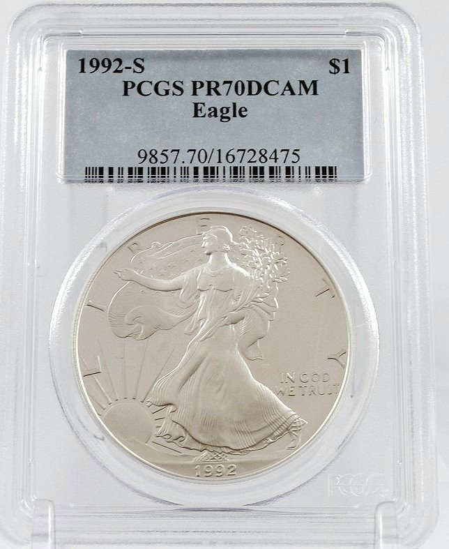 1992-S American Silver Eagle Proof - PCGS PR70 DCAM  - £259.19 GBP