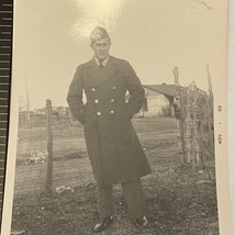Found Black And White Photo Young Man Posing In Military Uniform Jacket 1968 - £7.06 GBP