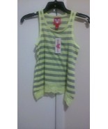 Derek Heart Girl Multi-color Striped Lace Hem Scoop Neck slub tank top M... - $123.98 MXN