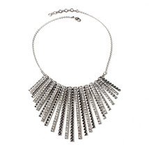 Amrita Singh Silver Kara Crystal Spike Collar Bib Necklace NKC 5227 NWT - $26.24
