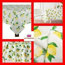 Kate Spade Make Lemonade 100% Cotton Yellow White Oblong Tablecloth 84&quot;x60&quot; - £21.86 GBP