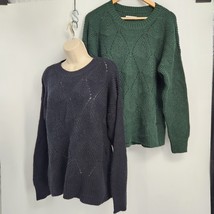 Sonoma Sweater Lot 2 Women&#39;s Size Large Pullover Black Green Light Weight - $22.00