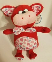 Kellytoy Animal Pals by Kuddle Me Toys Red &amp; Pink 14&quot; Pig With Hearts W/Tag 2012 - £9.15 GBP