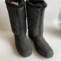 Totes Women&#39;s Size 9 Winter Snow Boots Zip Faux Fur Lined Black Snowflake - £13.62 GBP