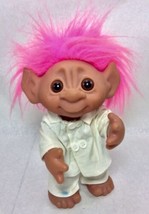 Vintage Troll Doll Pink Hair Brown Eyes White Chef Outfit  Dam 1977 Denmark - $44.06