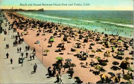 Vtg Postcard Beach and Strand Between Ocean Park and Venice California CA - £4.88 GBP