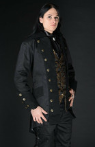 NWT Men&#39;s Black Steampunk Officer Coat Victorian Goth Vampire Pirate Jacket - $100.93