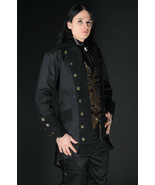 NWT Men&#39;s Black Steampunk Officer Coat Victorian Goth Vampire Pirate Jacket - £80.67 GBP