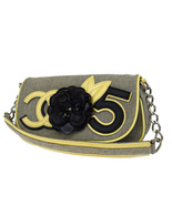 Auth CHANEL CC No.5 Camellia Chain Shoulder Bag Canvas Patent Leather GY... - £718.51 GBP