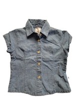 Lee Girls Size 4T Blue Cotton Denim Button Down Collar Blouse Shirt VINTAGE - $19.79