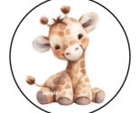 CUTE PLUSH GIRAFFE ENVELOPE SEALS STICKERS LABELS 1.5&quot; ROUND (30) BABY S... - $1.99